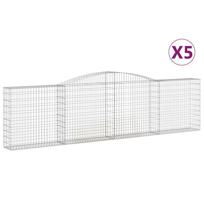 vidaXL Arched Gabion Baskets 5 pcs 400x30x100/120 cm Galvanised Iron
