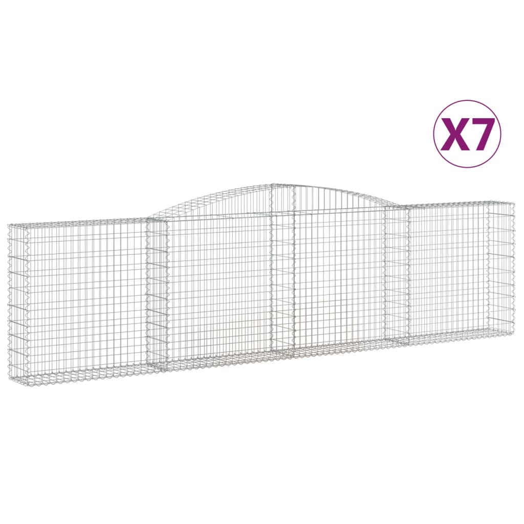 vidaXL Arched Gabion Baskets 7 pcs 400x30x100/120 cm Galvanised Iron