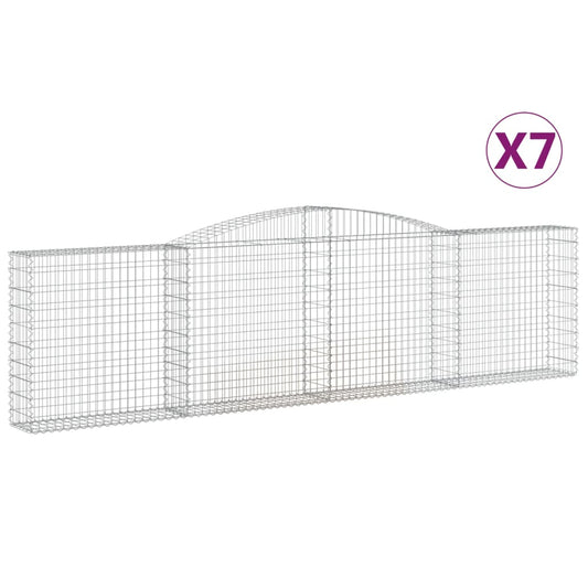 vidaXL Arched Gabion Baskets 7 pcs 400x30x100/120 cm Galvanised Iron