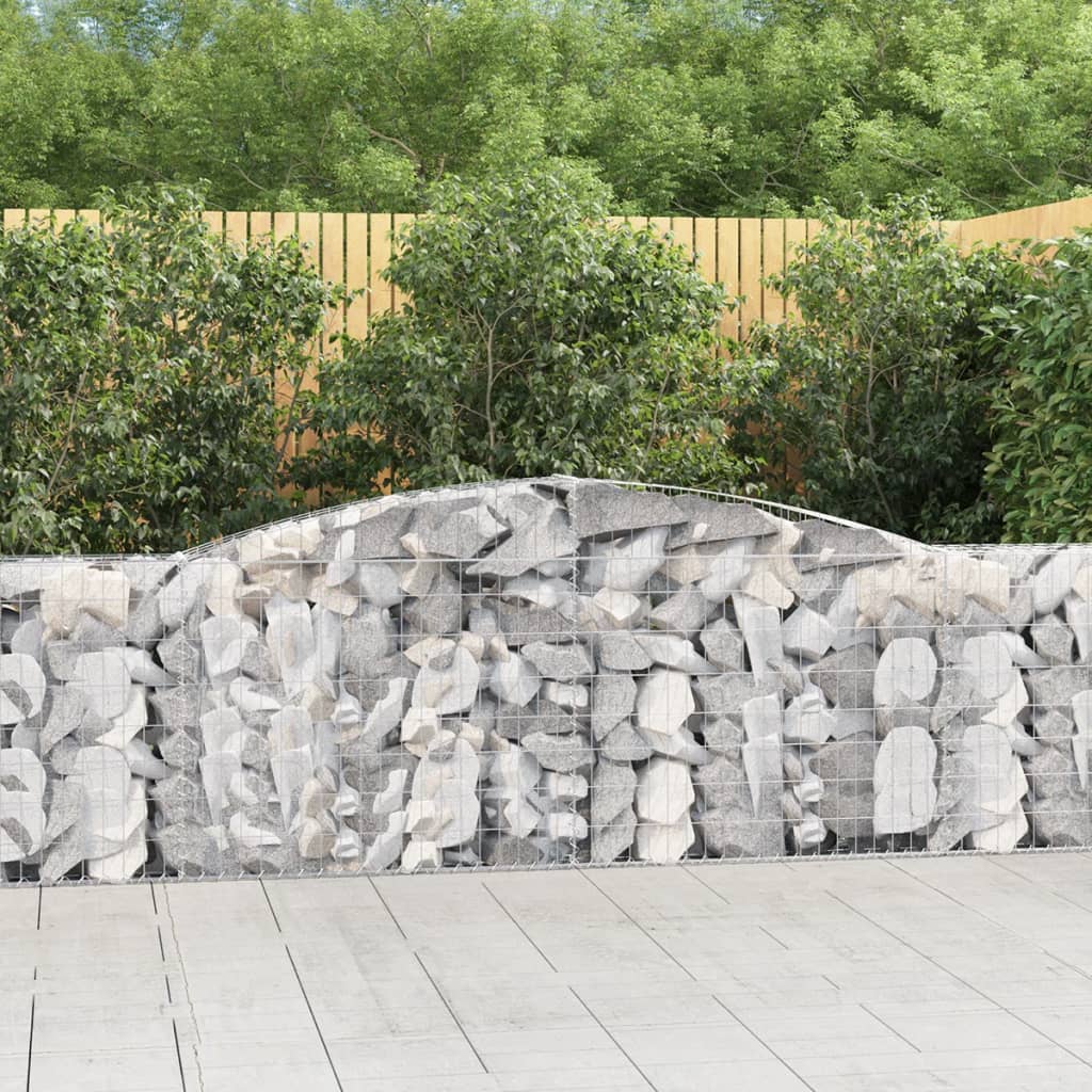 vidaXL Arched Gabion Baskets 7 pcs 400x30x100/120 cm Galvanised Iron
