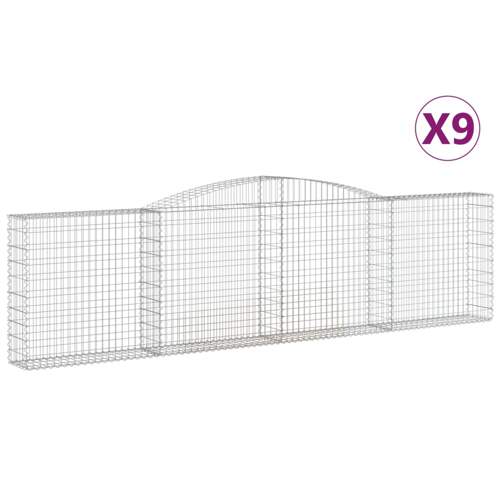 vidaXL Arched Gabion Baskets 9 pcs 400x30x100/120 cm Galvanised Iron