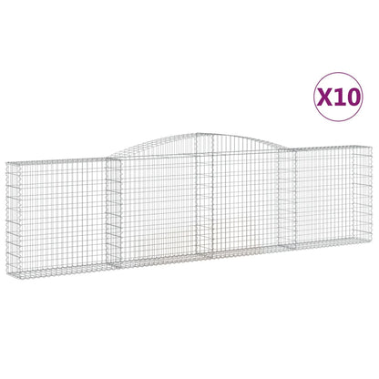 vidaXL Arched Gabion Baskets 10 pcs 400x30x100/120 cm Galvanised Iron