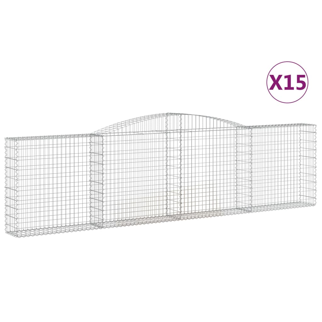 vidaXL Arched Gabion Baskets 15 pcs 400x30x100/120 cm Galvanised Iron