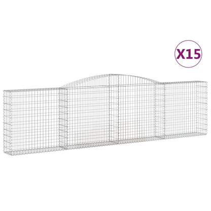 vidaXL Arched Gabion Baskets 15 pcs 400x30x100/120 cm Galvanised Iron