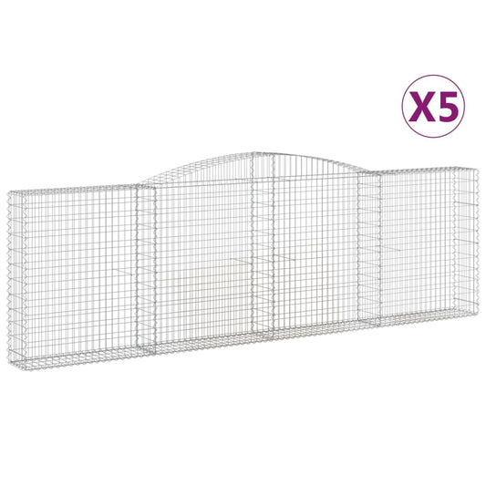 vidaXL Arched Gabion Baskets 5 pcs 400x30x120/140 cm Galvanised Iron