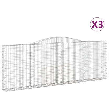 vidaXL Arched Gabion Baskets 3 pcs 400x30x140/160 cm Galvanised Iron
