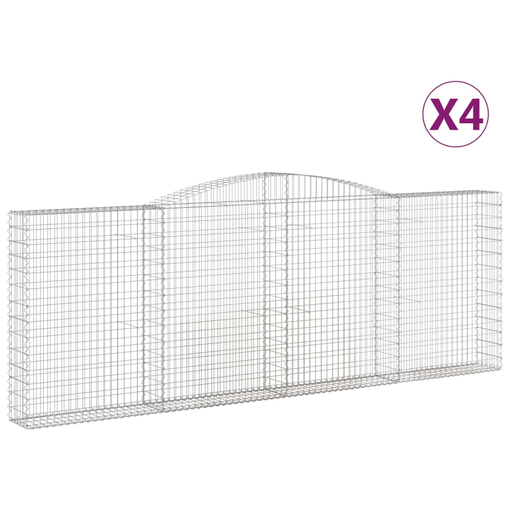 vidaXL Arched Gabion Baskets 4 pcs 400x30x140/160 cm Galvanised Iron