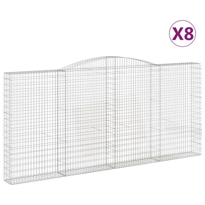 vidaXL Arched Gabion Baskets 8 pcs 400x30x180/200 cm Galvanised Iron