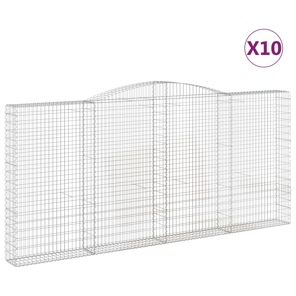 vidaXL Arched Gabion Baskets 10 pcs 400x30x180/200 cm Galvanised Iron