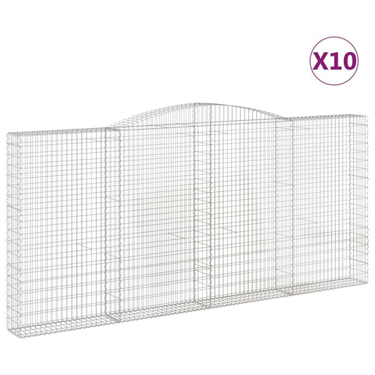 vidaXL Arched Gabion Baskets 10 pcs 400x30x180/200 cm Galvanised Iron