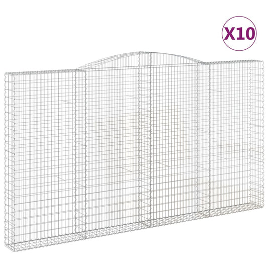 vidaXL Arched Gabion Baskets 10 pcs 400x30x220/240 cm Galvanised Iron