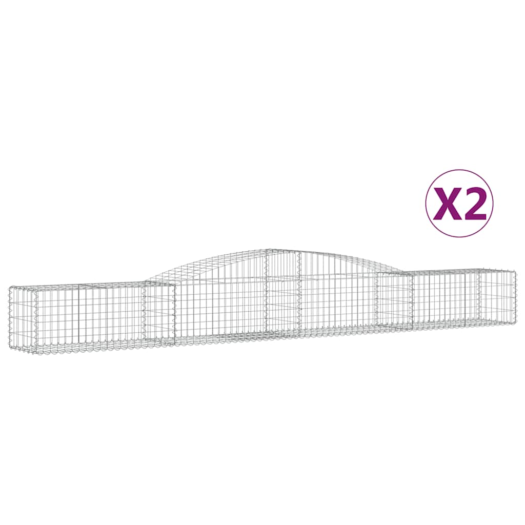 vidaXL Arched Gabion Baskets 2 pcs 400x50x40/60 cm Galvanised Iron