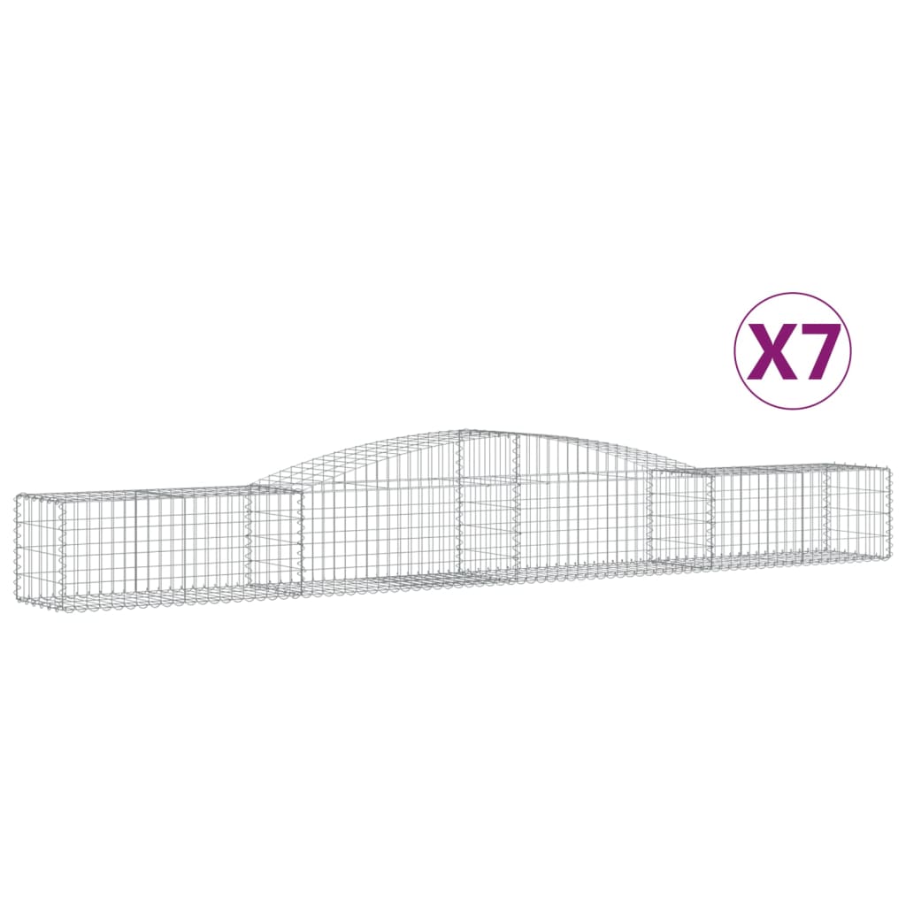vidaXL Arched Gabion Baskets 7 pcs 400x50x40/60 cm Galvanised Iron