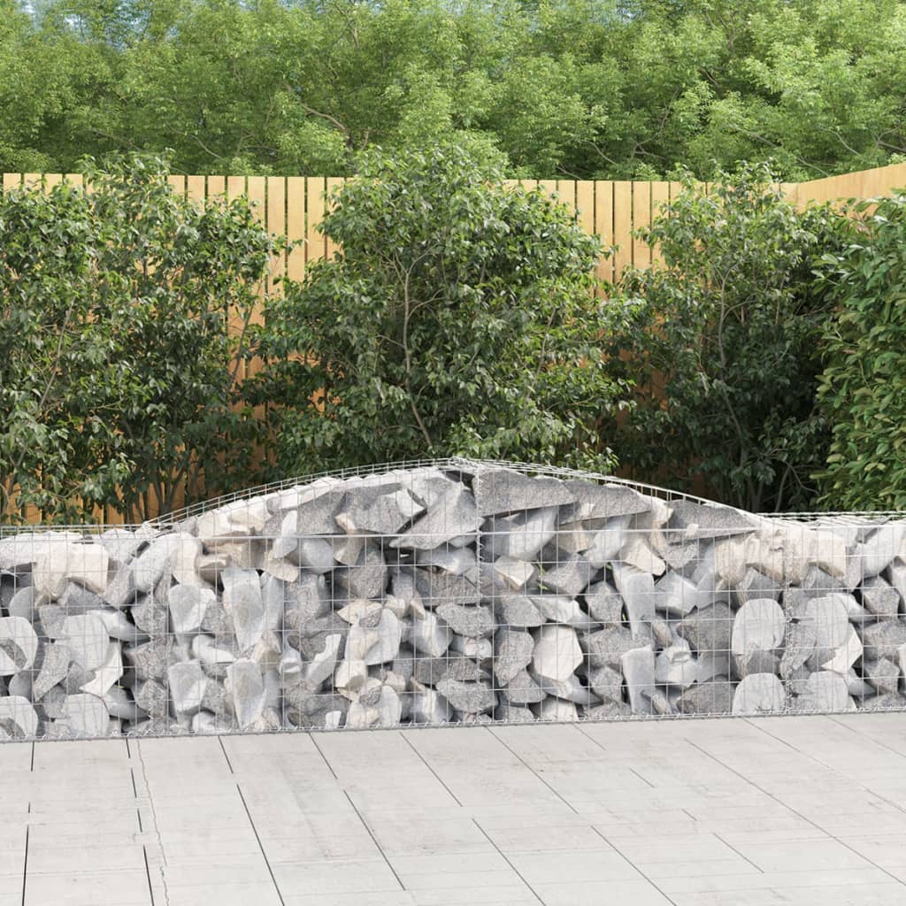 vidaXL Arched Gabion Baskets 15 pcs 400x50x60/80 cm Galvanised Iron
