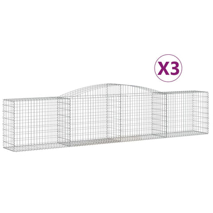 vidaXL Arched Gabion Baskets 3 pcs 400x50x80/100 cm Galvanised Iron