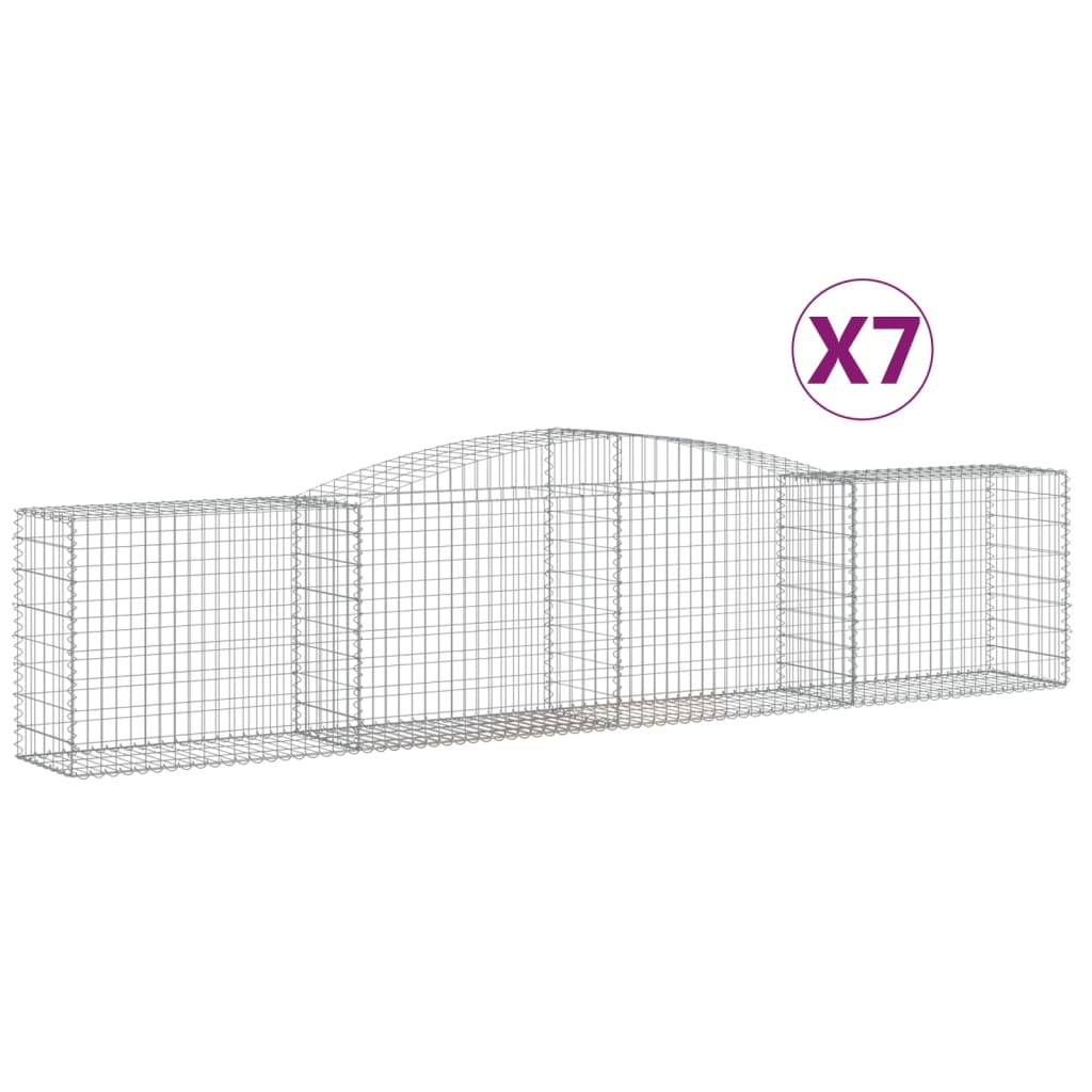 vidaXL Arched Gabion Baskets 7 pcs 400x50x80/100 cm Galvanised Iron