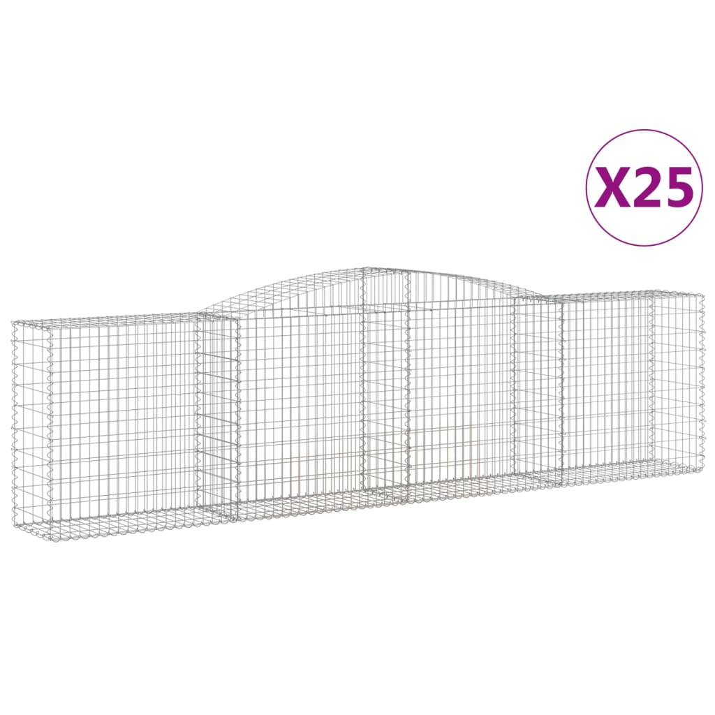 vidaXL Arched Gabion Baskets 25 pcs 400x50x100/120 cm Galvanised Iron