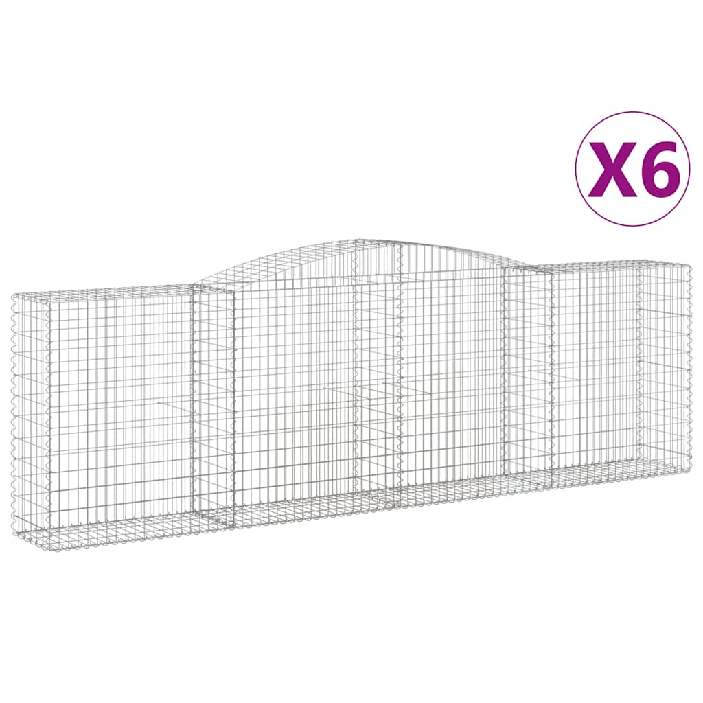 vidaXL Arched Gabion Baskets 6 pcs 400x50x120/140 cm Galvanised Iron