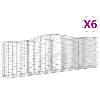 vidaXL Arched Gabion Baskets 6 pcs 400x50x120/140 cm Galvanised Iron