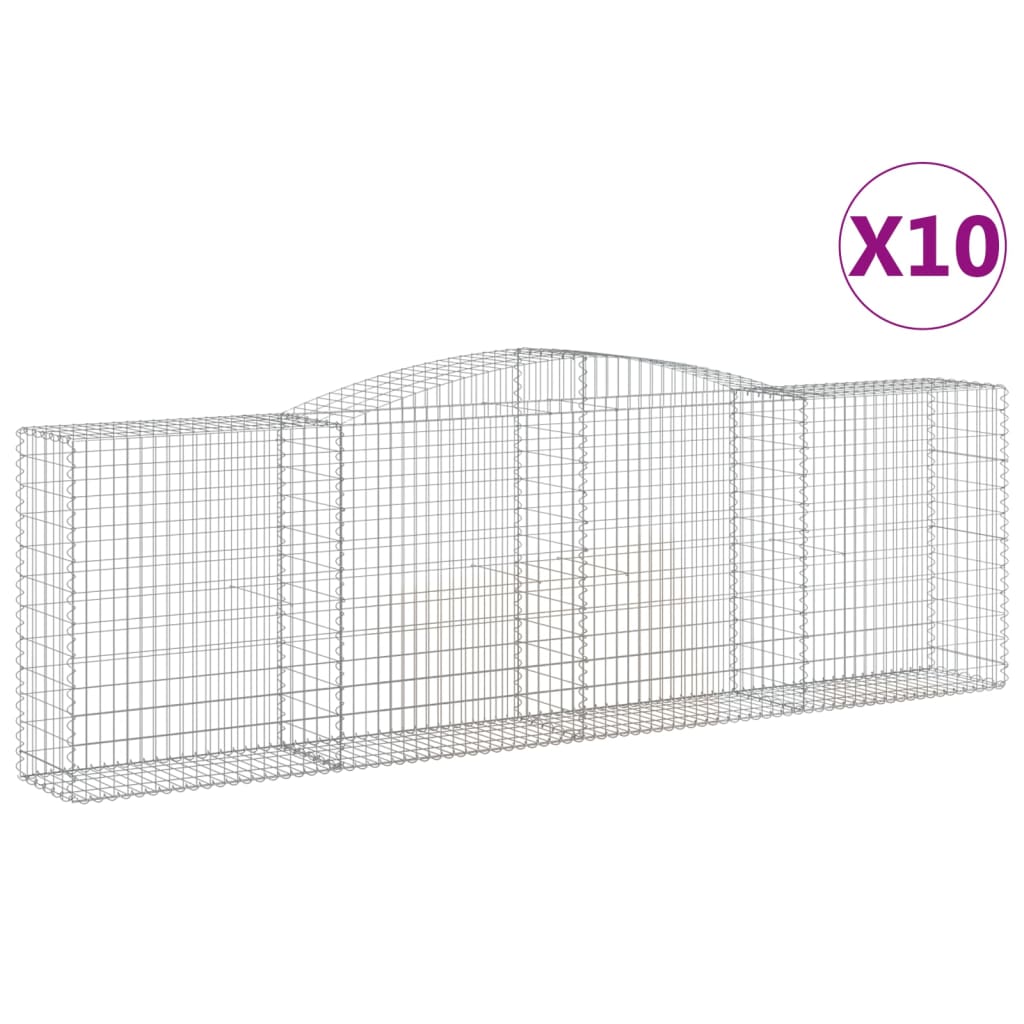 vidaXL Arched Gabion Baskets 10 pcs 400x50x120/140 cm Galvanised Iron