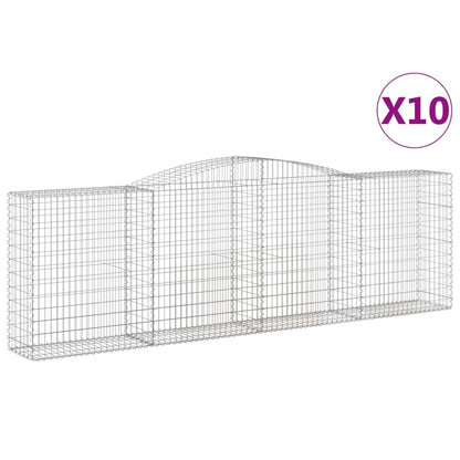 vidaXL Arched Gabion Baskets 10 pcs 400x50x120/140 cm Galvanised Iron
