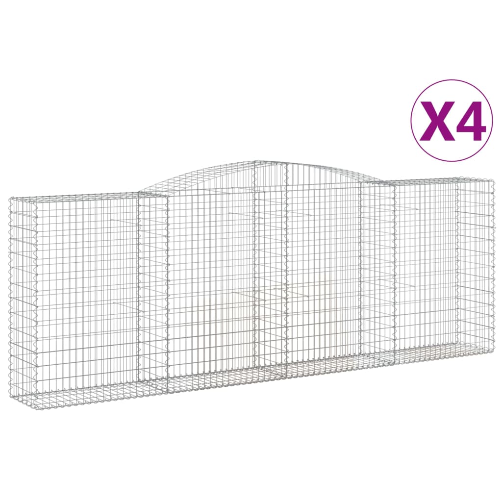 vidaXL Arched Gabion Baskets 4 pcs 400x50x140/160 cm Galvanised Iron