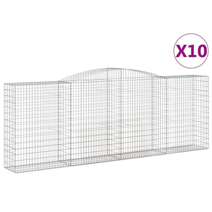 vidaXL Arched Gabion Baskets 10 pcs 400x50x140/160 cm Galvanised Iron