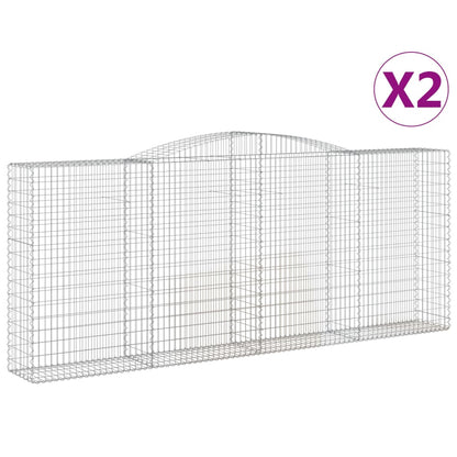 vidaXL Arched Gabion Baskets 2 pcs 400x50x160/180 cm Galvanised Iron