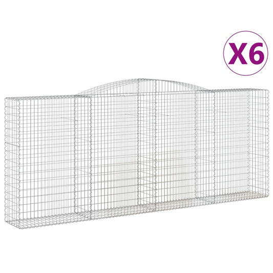 vidaXL Arched Gabion Baskets 6 pcs 400x50x160/180 cm Galvanised Iron