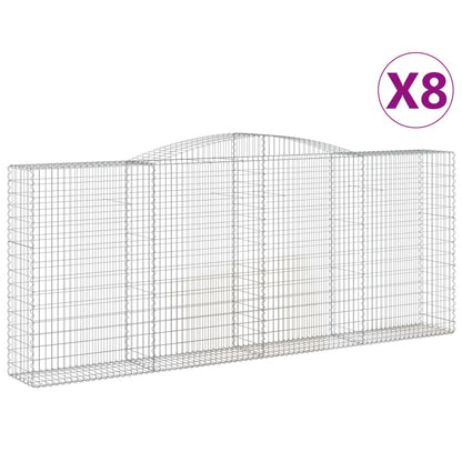 vidaXL Arched Gabion Baskets 8 pcs 400x50x160/180 cm Galvanised Iron