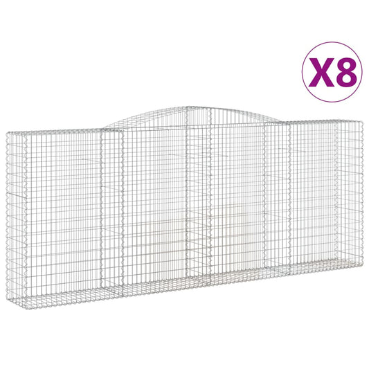 vidaXL Arched Gabion Baskets 8 pcs 400x50x160/180 cm Galvanised Iron