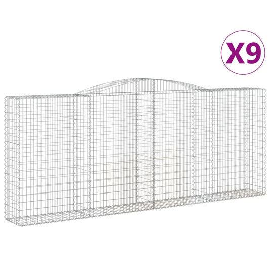 vidaXL Arched Gabion Baskets 9 pcs 400x50x160/180 cm Galvanised Iron