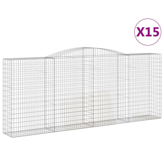 vidaXL Arched Gabion Baskets 15 pcs 400x50x160/180 cm Galvanised Iron