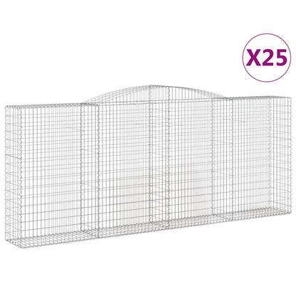 vidaXL Arched Gabion Baskets 25 pcs 400x50x160/180 cm Galvanised Iron