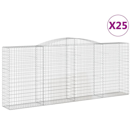 vidaXL Arched Gabion Baskets 25 pcs 400x50x160/180 cm Galvanised Iron