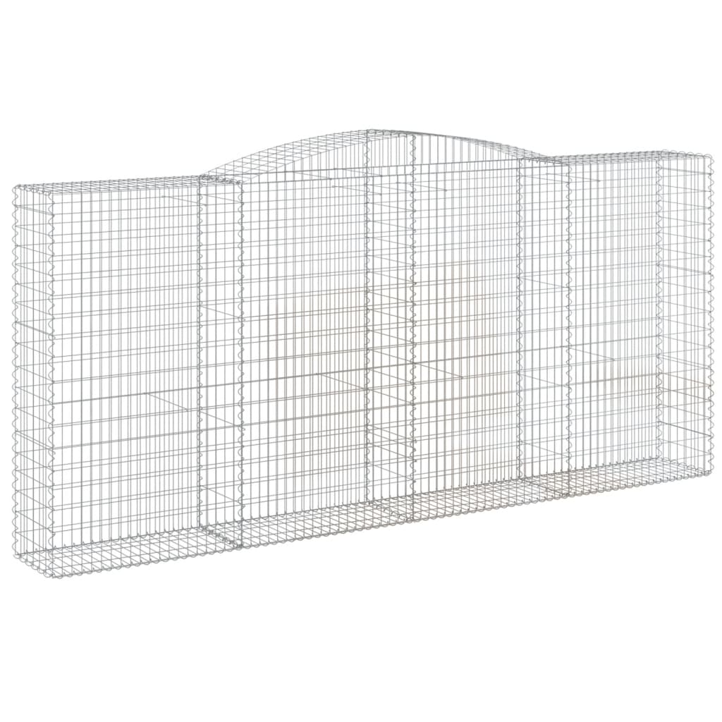 vidaXL Arched Gabion Baskets 4 pcs 400x50x180/200 cm Galvanised Iron