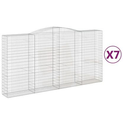 vidaXL Arched Gabion Baskets 7 pcs 400x50x200/220 cm Galvanised Iron