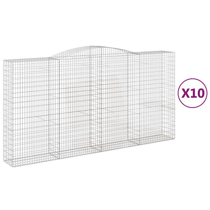 vidaXL Arched Gabion Baskets 10 pcs 400x50x200/220 cm Galvanised Iron
