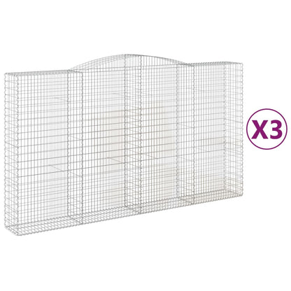 vidaXL Arched Gabion Baskets 3 pcs 400x50x220/240 cm Galvanised Iron