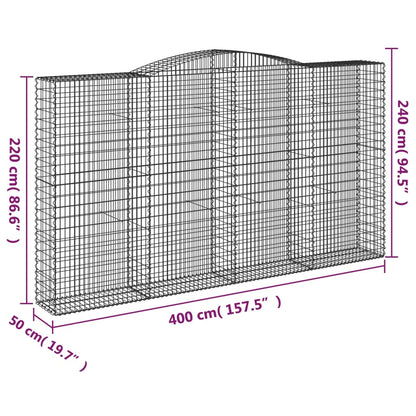 vidaXL Arched Gabion Baskets 4 pcs 400x50x220/240 cm Galvanised Iron