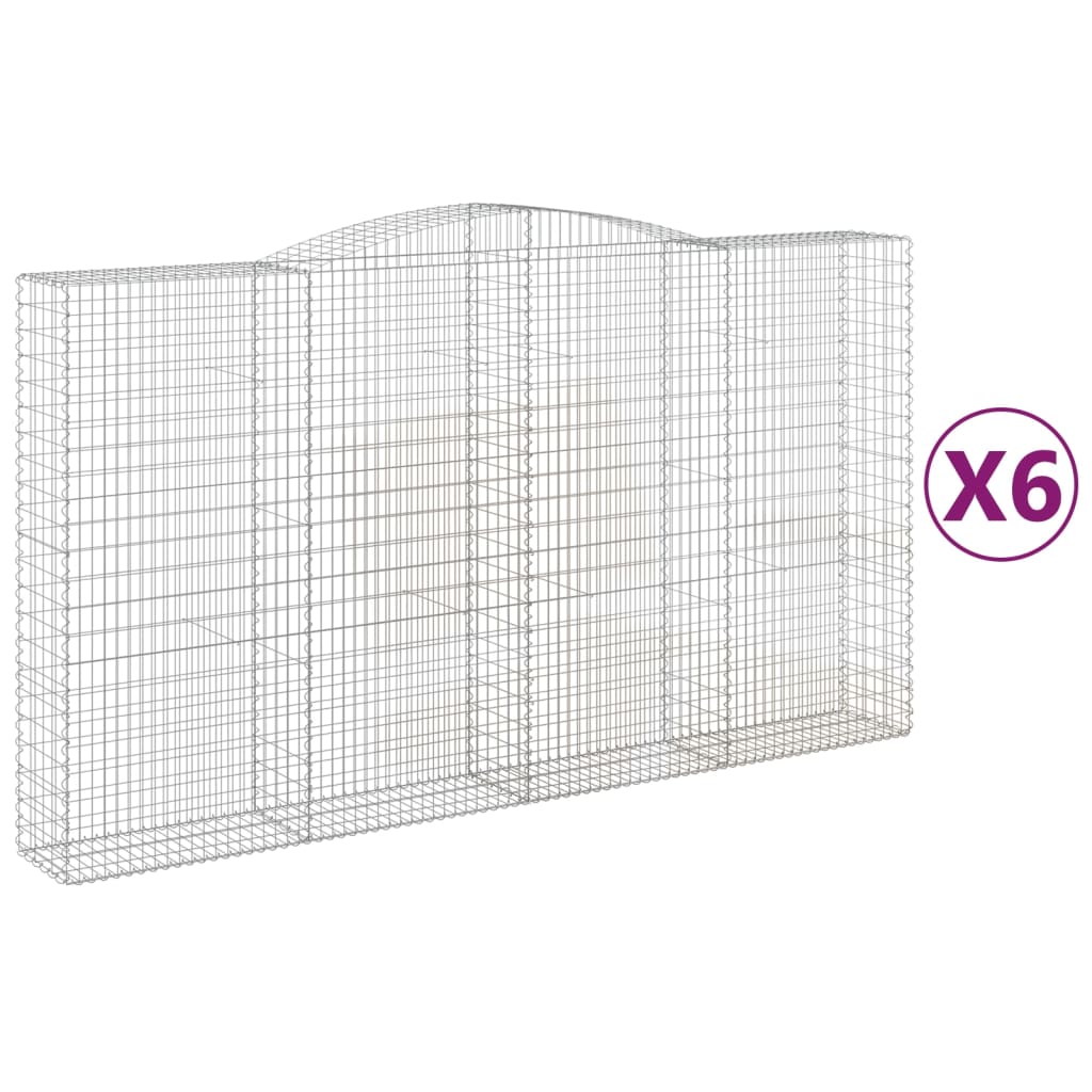 vidaXL Arched Gabion Baskets 6 pcs 400x50x220/240 cm Galvanised Iron