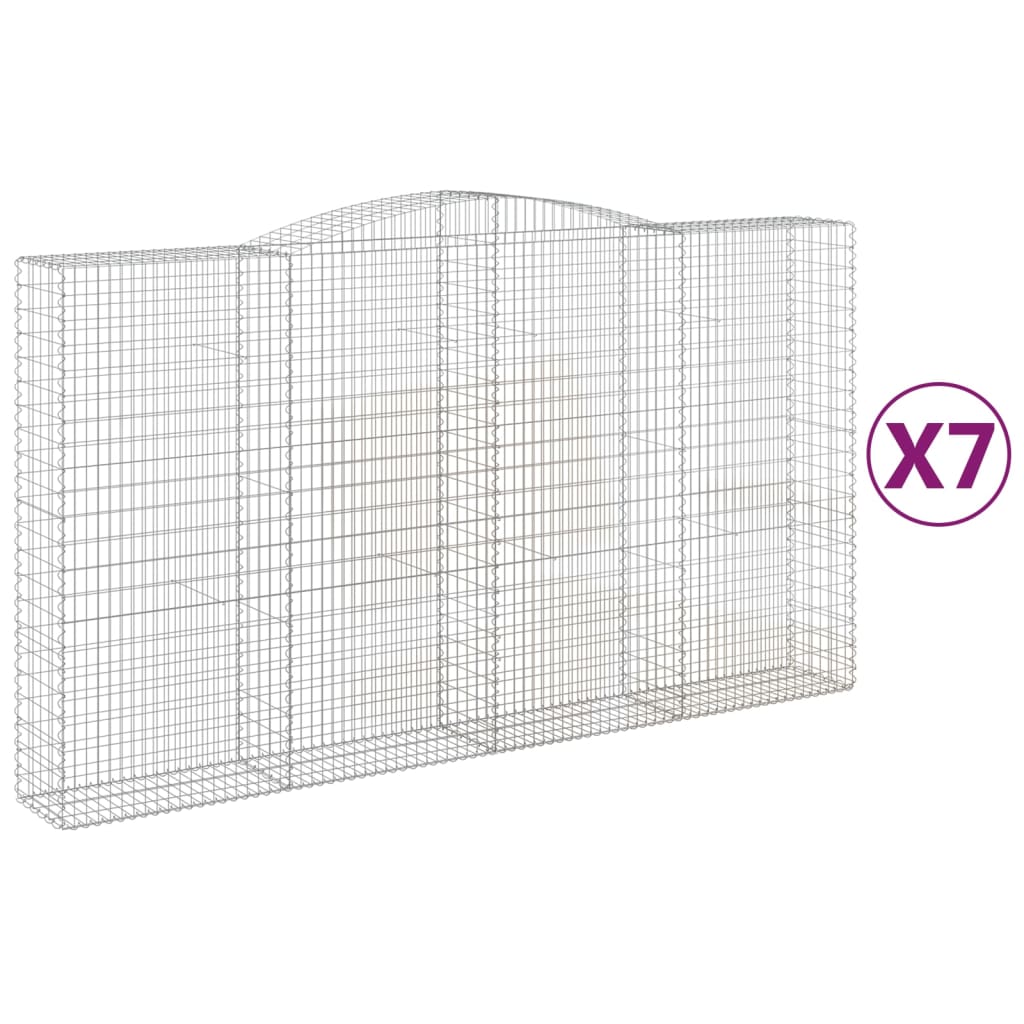 vidaXL Arched Gabion Baskets 7 pcs 400x50x220/240 cm Galvanised Iron