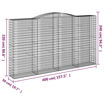 vidaXL Arched Gabion Baskets 15 pcs 400x50x220/240 cm Galvanised Iron