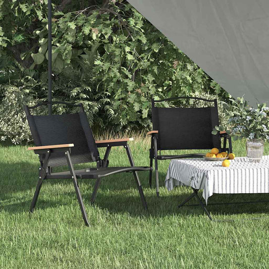 vidaXL Camping Chairs 2 pcs Black 54x43x59 cm Oxford Fabric