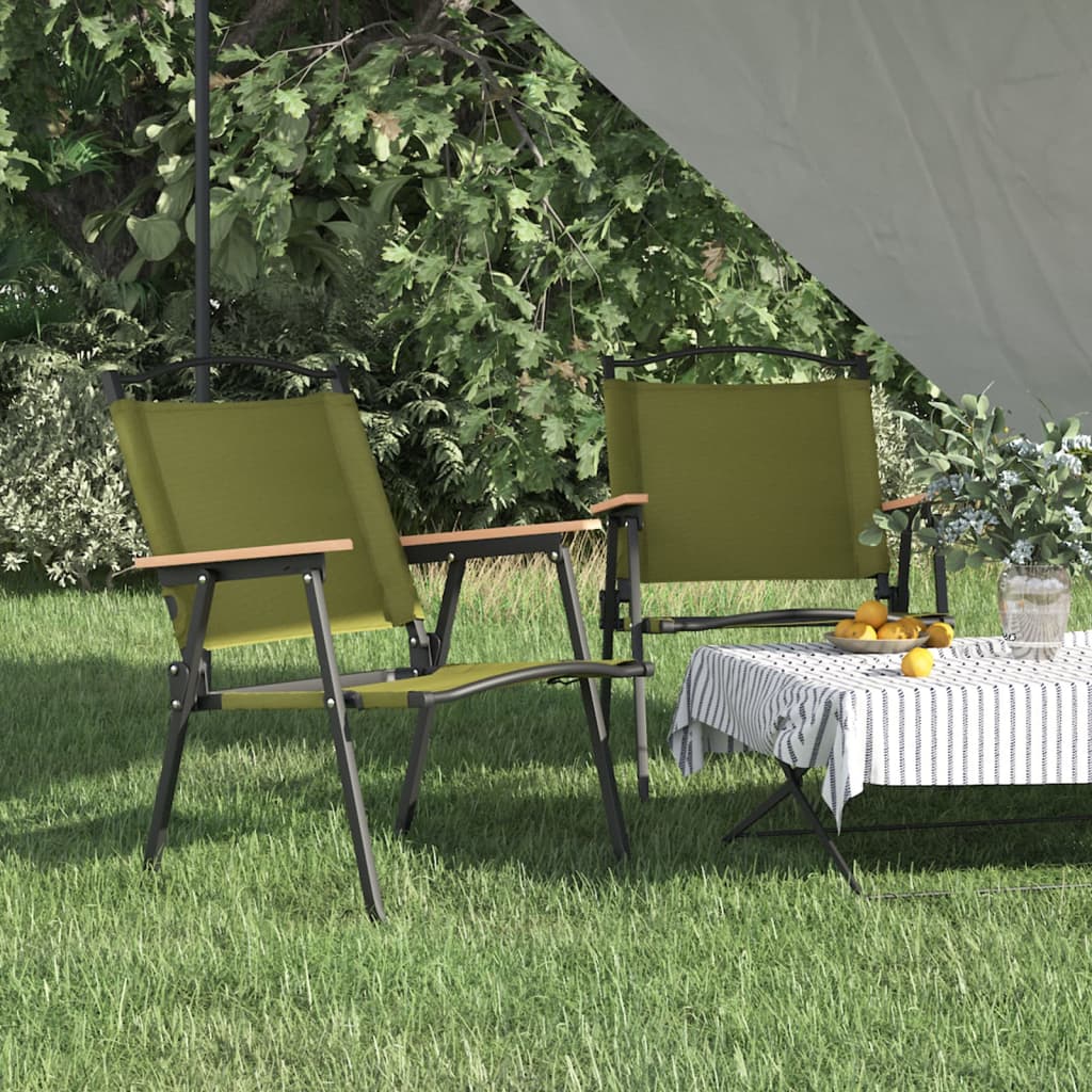 vidaXL Camping Chair | Set of 2 | Green | 500D Oxford fabric with PE coating