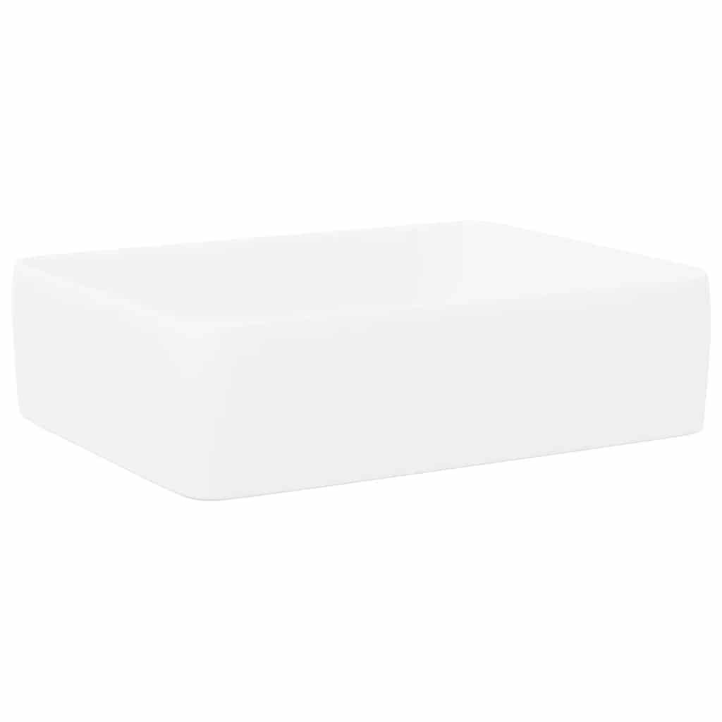 vidaXL Wash Basin White 48x37x13 cm Ceramic Rectangle