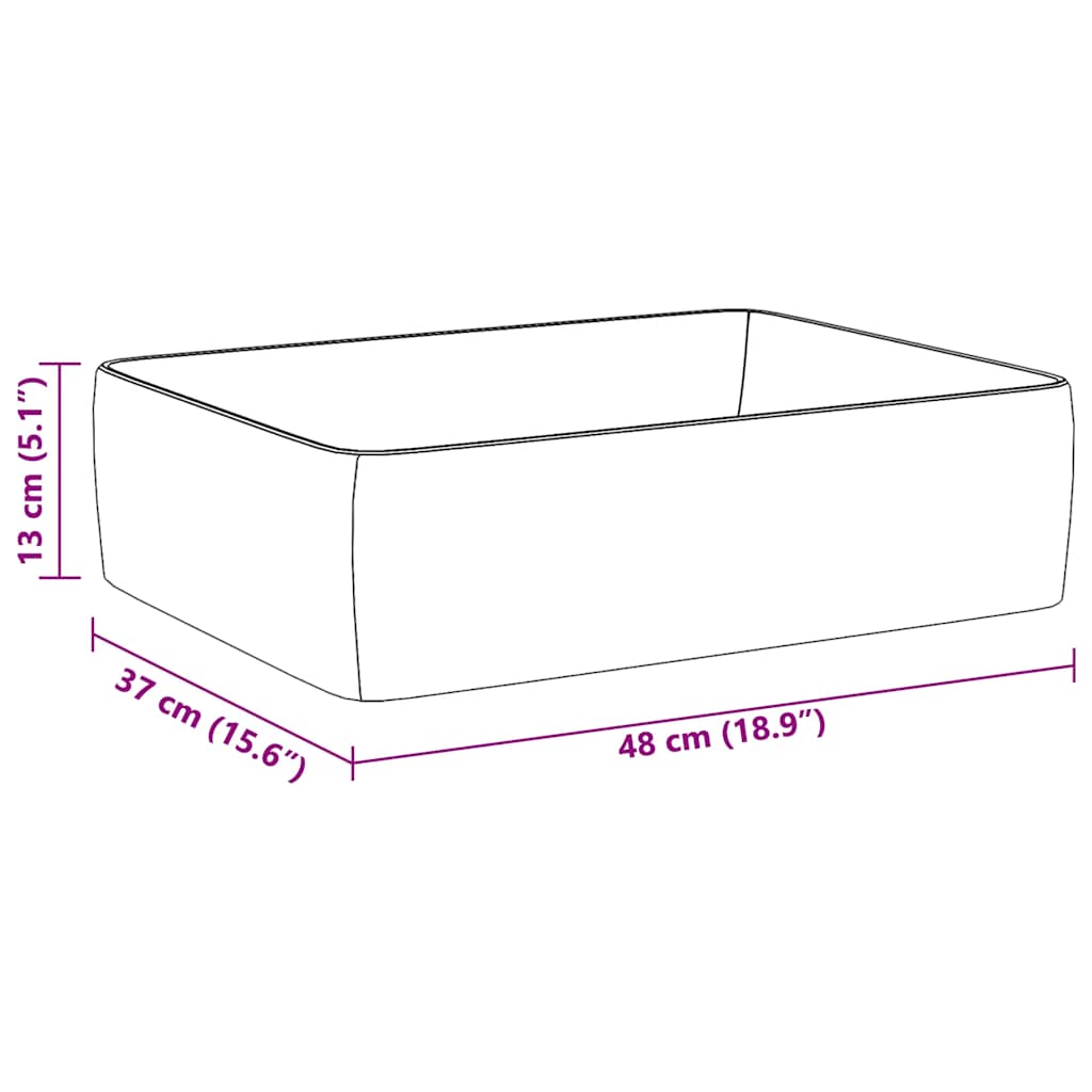 vidaXL Wash Basin White 48x37x13 cm Ceramic Rectangle