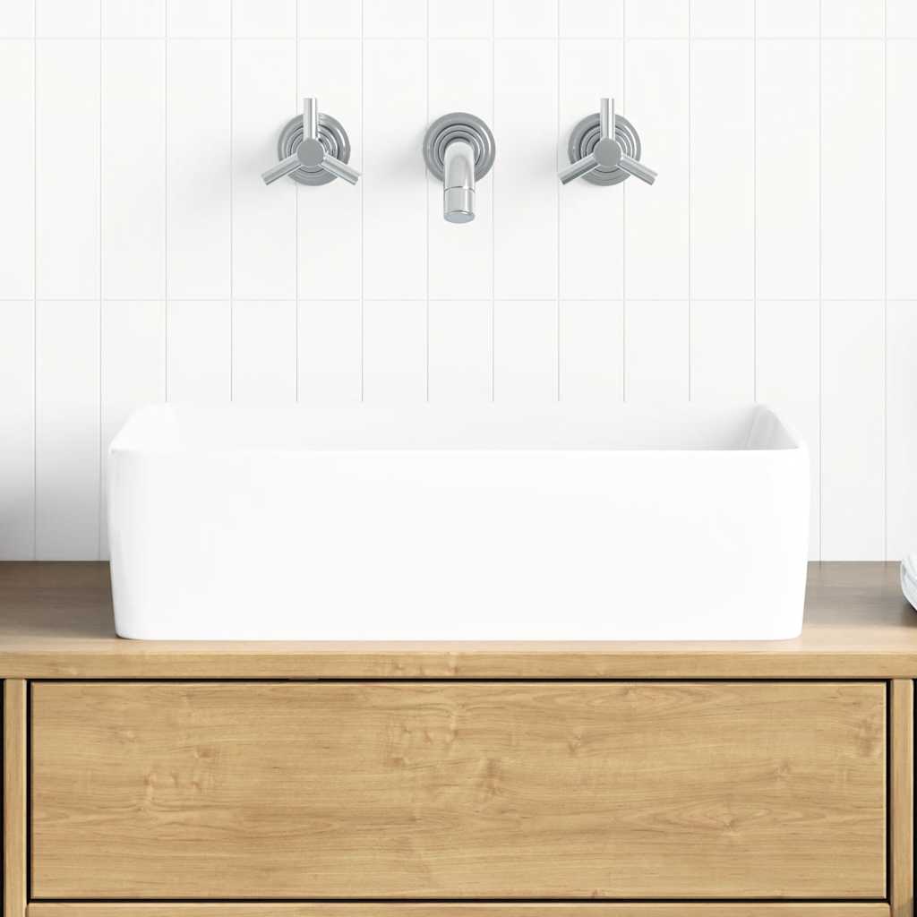 vidaXL Wash Basin White 48x37x13 cm Ceramic Rectangle