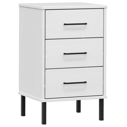 vidaXL Bedside Cabinet with Metal Legs White Solid Wood Pine "OSLO