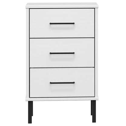 vidaXL Bedside Cabinet with Metal Legs White Solid Wood Pine "OSLO